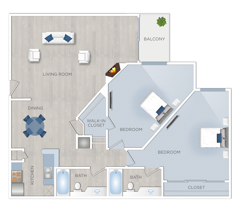 Two Bedroom Apartments in Hancock Park - Chelsea Court - A